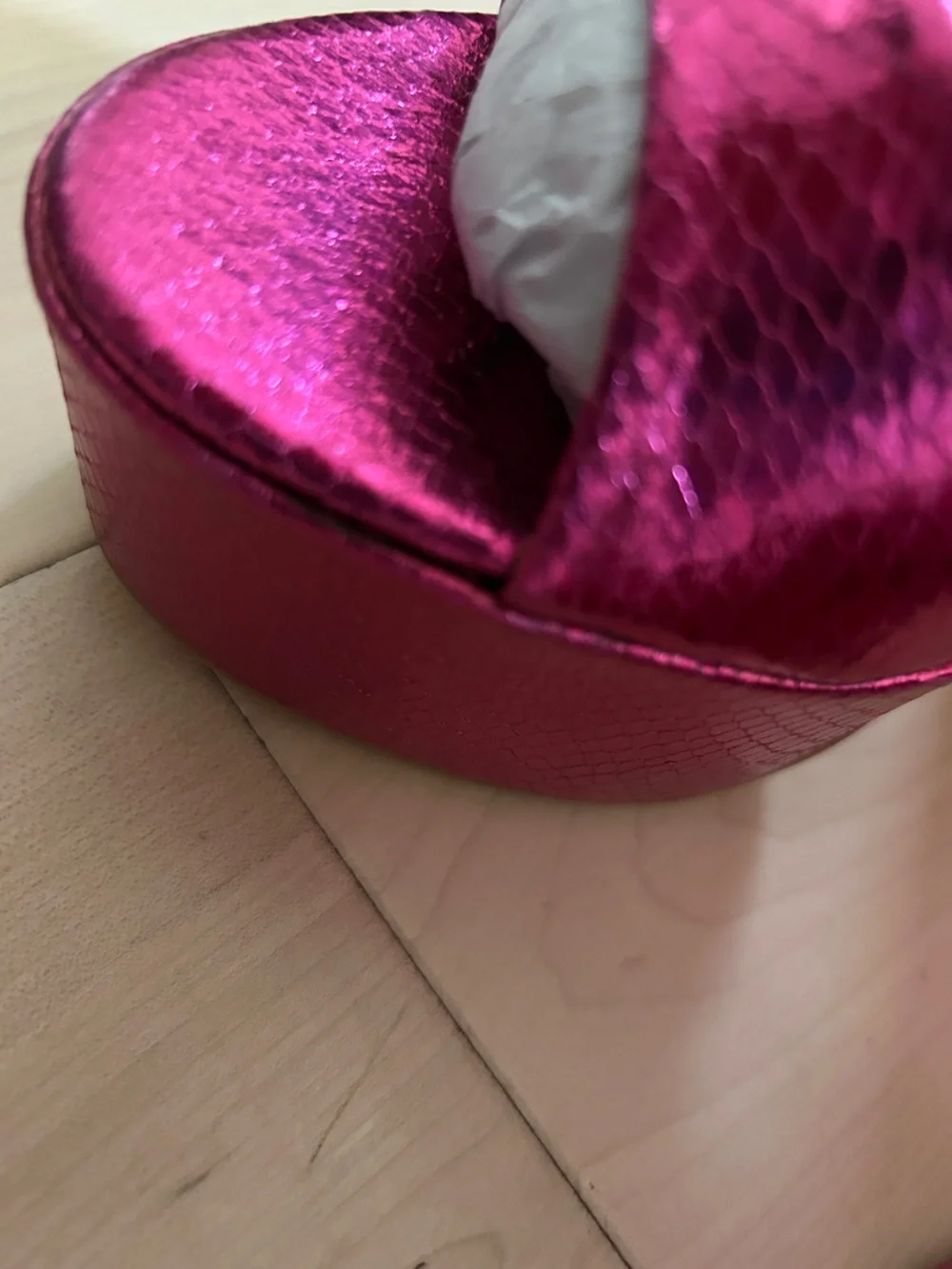 Metallic Pink Tie Ankle Chunky Platform Sandals Size 6